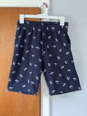 Primark Kid's Navy Shorts with White Palm Print Size L (14/15)